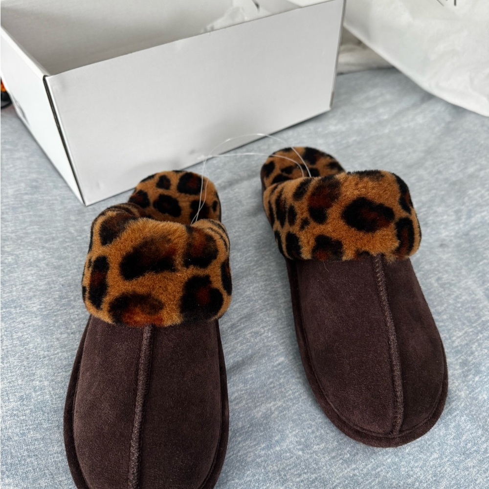 Brown and Black Animal Print Slippers for Cozy Comfort